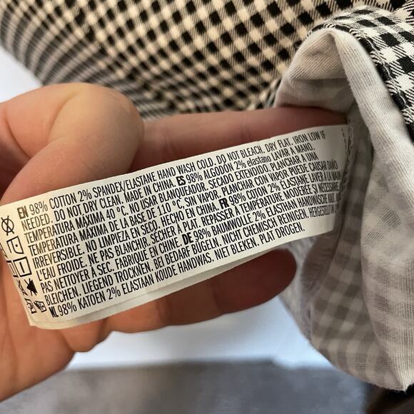 Gingham Overall Mini Dress Black White Women's Small Stretchy Casual Grunge 90s - Picture 6 of 7